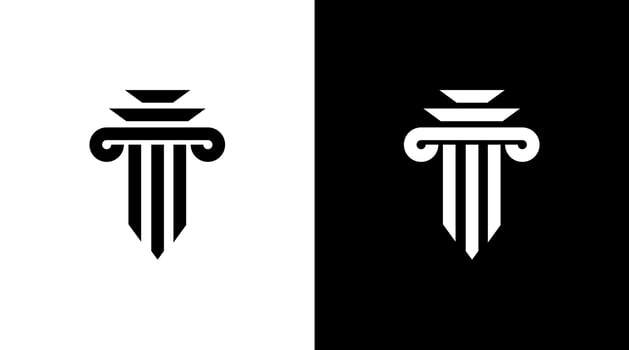 Pillar column logo architecture luxury monogram black icon illustration vector Designs templates