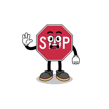 stop road sign cartoon illustration doing stop hand vector