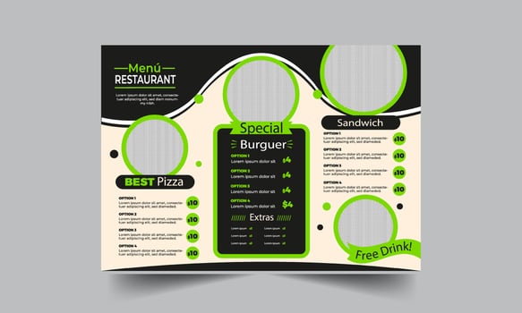 Free vector modern restaurant menu for burgers