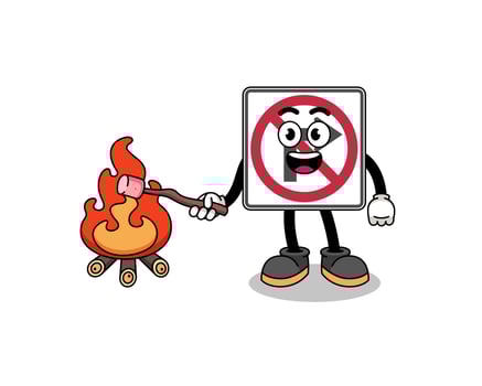 Illustration of no right turn road sign burning a marshmallow vector