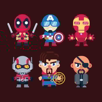 Set of cartoon character illustration with flatstyle vector