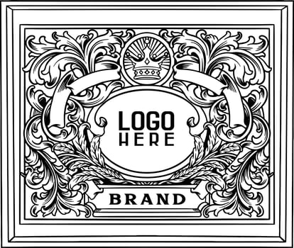 Vintage elegant frame badge flourish ornament logo monochrome vector illustrations for your work logo, merchandise t-shirt, stickers and label designs, poster, greeting cards advertising business