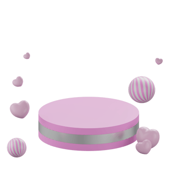 3D rendering Pink heart shaped box on podium display for valentine day png