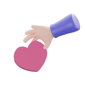 3D rendering hand holding a heart shaped balloon for valentine day png