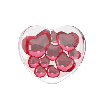 3D rendering glass jar with a heart on podium display for valentine day png