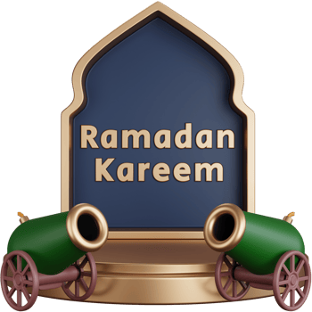 3D Rendering ramadan illustration with cannon isolated png