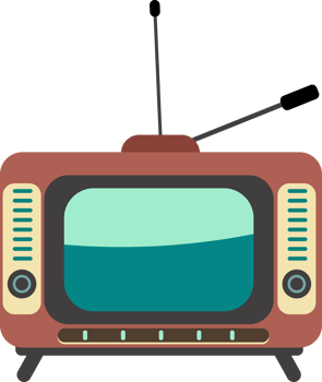 classic vintage tv box illustration with antenna png