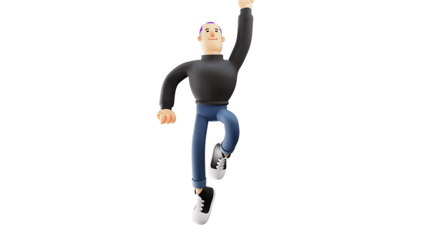 3D illustration. Cheerful Boy 3D cartoon character. Handsome young man jumping high. Happy handsome young man. Stylish guy sweet smile. 3D cartoon character png