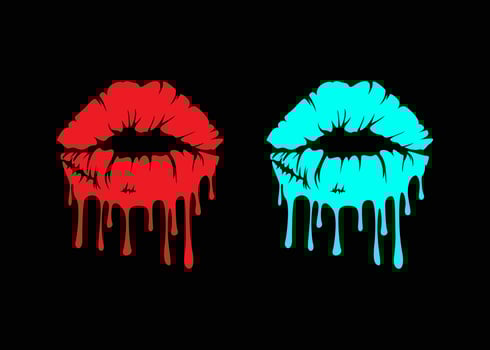 sexy melted lips vector illustration template, silhouette, element sticker editable