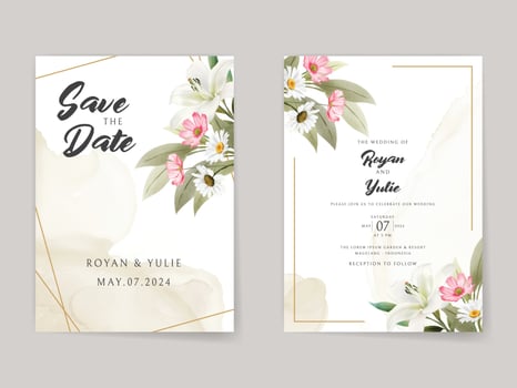 Elegant white floral wedding invitation card vector