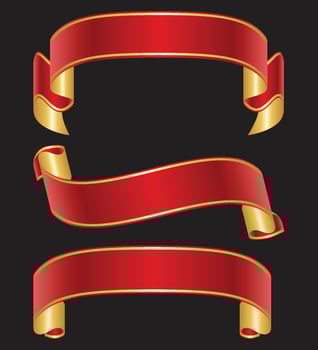 Elegant Gradient Red Ribbon Banner Set, Vector Illustration.