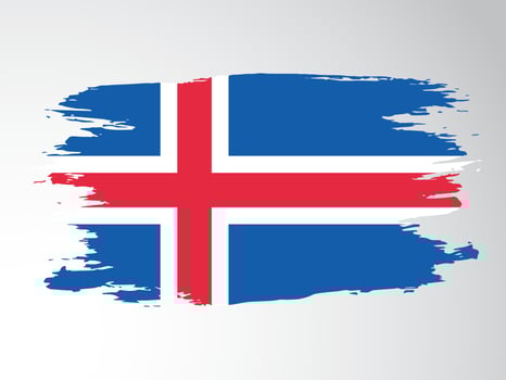 Vector flag of Iceland drawn with a brush