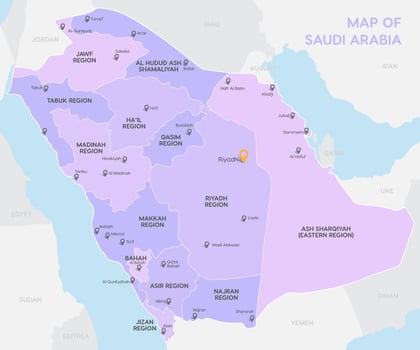 Detailed Map of Saudi Arabia vector