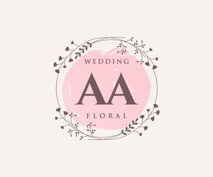 AA Initials letter Wedding monogram logos template, hand drawn modern minimalistic and floral templates for Invitation cards, Save the Date, elegant identity. vector