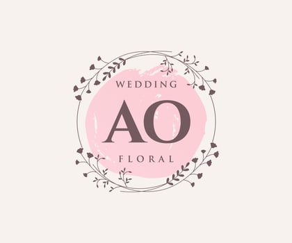 AO Initials letter Wedding monogram logos template, hand drawn modern minimalistic and floral templates for Invitation cards, Save the Date, elegant identity. vector
