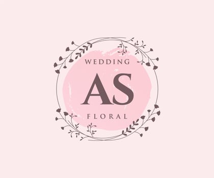 AS Initials letter Wedding monogram logos template, hand drawn modern minimalistic and floral templates for Invitation cards, Save the Date, elegant identity. vector
