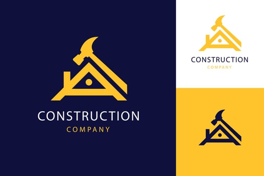 flat design construction company logo template vector