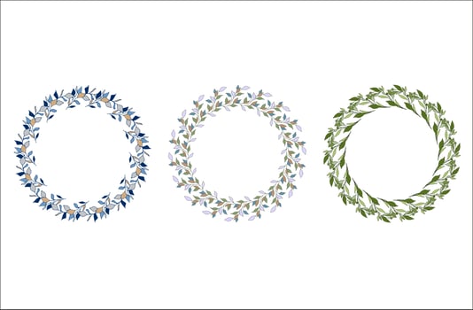 Floral circular wreath set vector