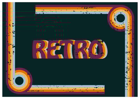 Retro positive graphic, take it easy 70s phrase, 70 vintage style happy message, typography groovy font with colorful rainbow striped background vector