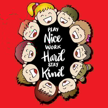 Play nice work hard stay kind. Wall art for classroom poster vector