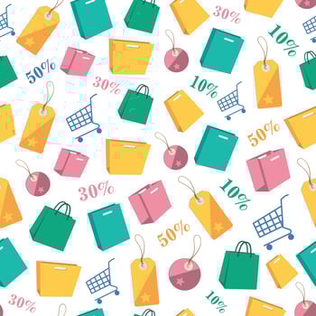 Flat Seamless shopping icon pattern design vector