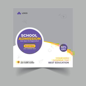 School admission social media post design vector