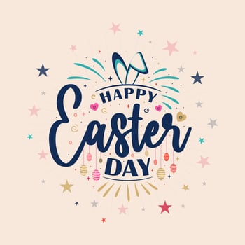happy Easter Hand drawn calligraphy and brush pen lettering. design for holiday greeting card and invitation of the happy Easter day vector