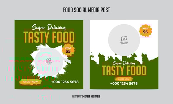 Food social media post vector