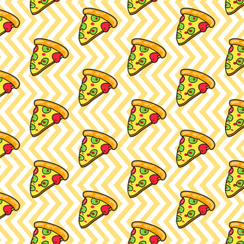 Vector seamless pizza pattern.