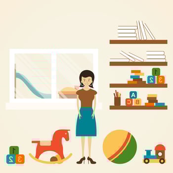 The woman in the nursery. Vector illustration