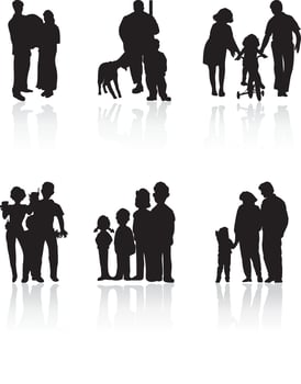 Collection of icons on a family theme. A vector illustration
