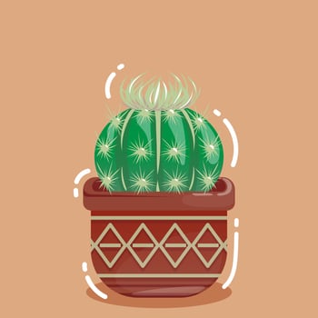 cute small cactus inside a plantpot in cartoon style vector