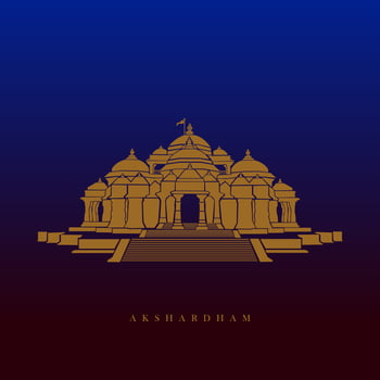 Swaminarayan Akshardham temple vector icon. Akshardham mandir, Delhi.