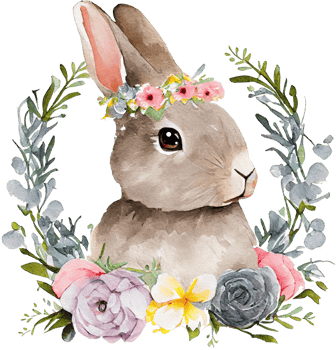 Easter Bunny with flowers watercolor illustration png