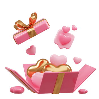 3D rendering cute pink valentine's day background with love and heart png