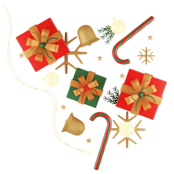 3D rendering cute red christmas decoration background png