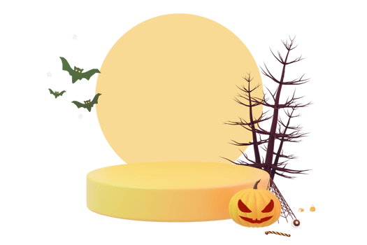 3D rendering spooky halloween decoration background png