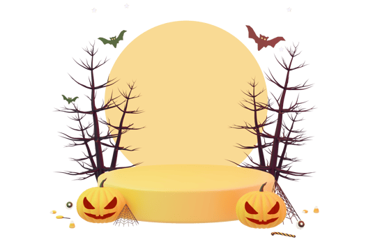 3D rendering spooky halloween decoration background png
