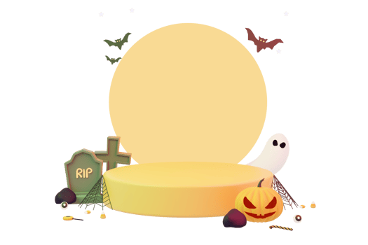 3D rendering spooky halloween decoration background png