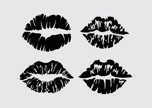 Lips kisses former kiss illustration vector element set isolated sticker bundle editable