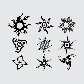 Spiral sun swirl tribal wrist tattoo illustration vector element clipart, printable, pattern isolated set bundle editable