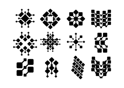 Kinetic rectangle illustration vector logo asset bundle icon pattern technology biotech science editable