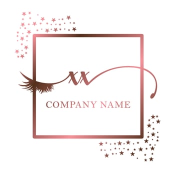 Initial logo XX handwriting women eyelash makeup cosmetic wedding modern premium vector