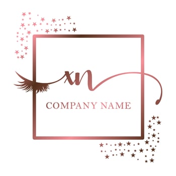 Initial logo XN handwriting women eyelash makeup cosmetic wedding modern premium vector