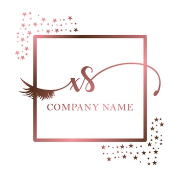 Initial logo XS handwriting women eyelash makeup cosmetic wedding modern premium vector