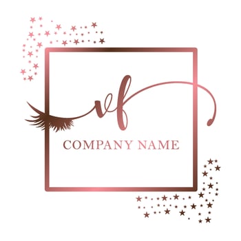 Initial logo VF handwriting women eyelash makeup cosmetic wedding modern premium vector