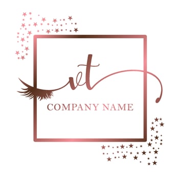 Initial logo VT handwriting women eyelash makeup cosmetic wedding modern premium vector