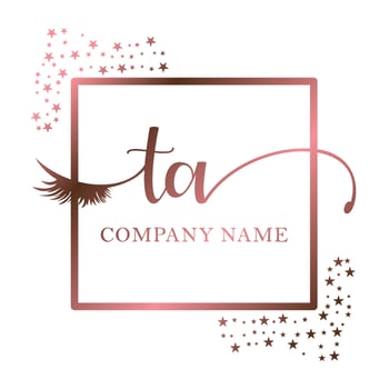 Initial logo TA handwriting women eyelash makeup cosmetic wedding modern premium vector