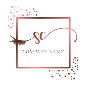 Initial logo SC handwriting women eyelash makeup cosmetic wedding modern premium vector