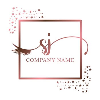 Initial logo SJ handwriting women eyelash makeup cosmetic wedding modern premium vector